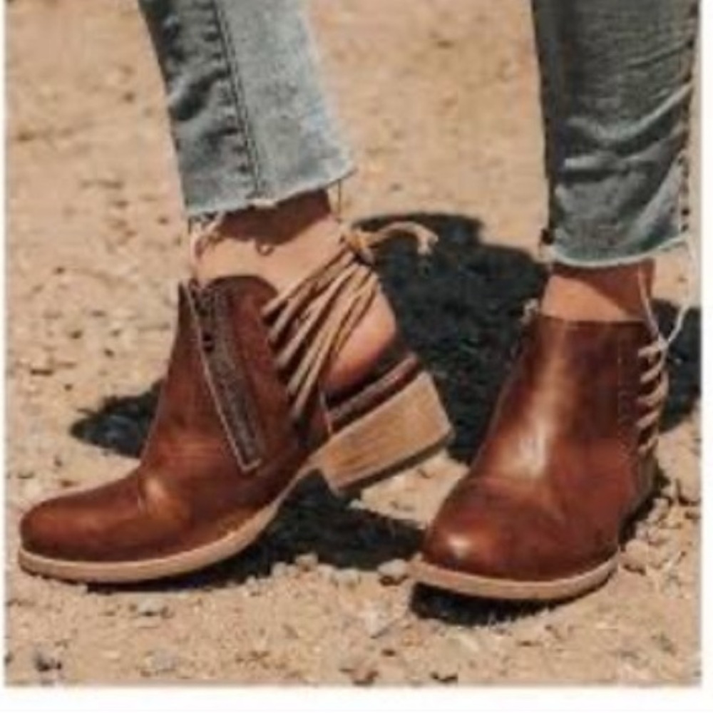 Freebird by Steven Jojo Leather Flats Cognac Size 8 - Picture 7 of 7